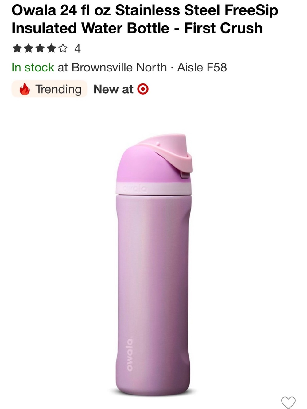 Owala 24 oz Stainless Steel FreeSip Insulated Water Bottle - Pink